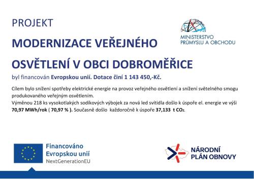 Modernizace veřejného osvětlení v obci Dobroměřice